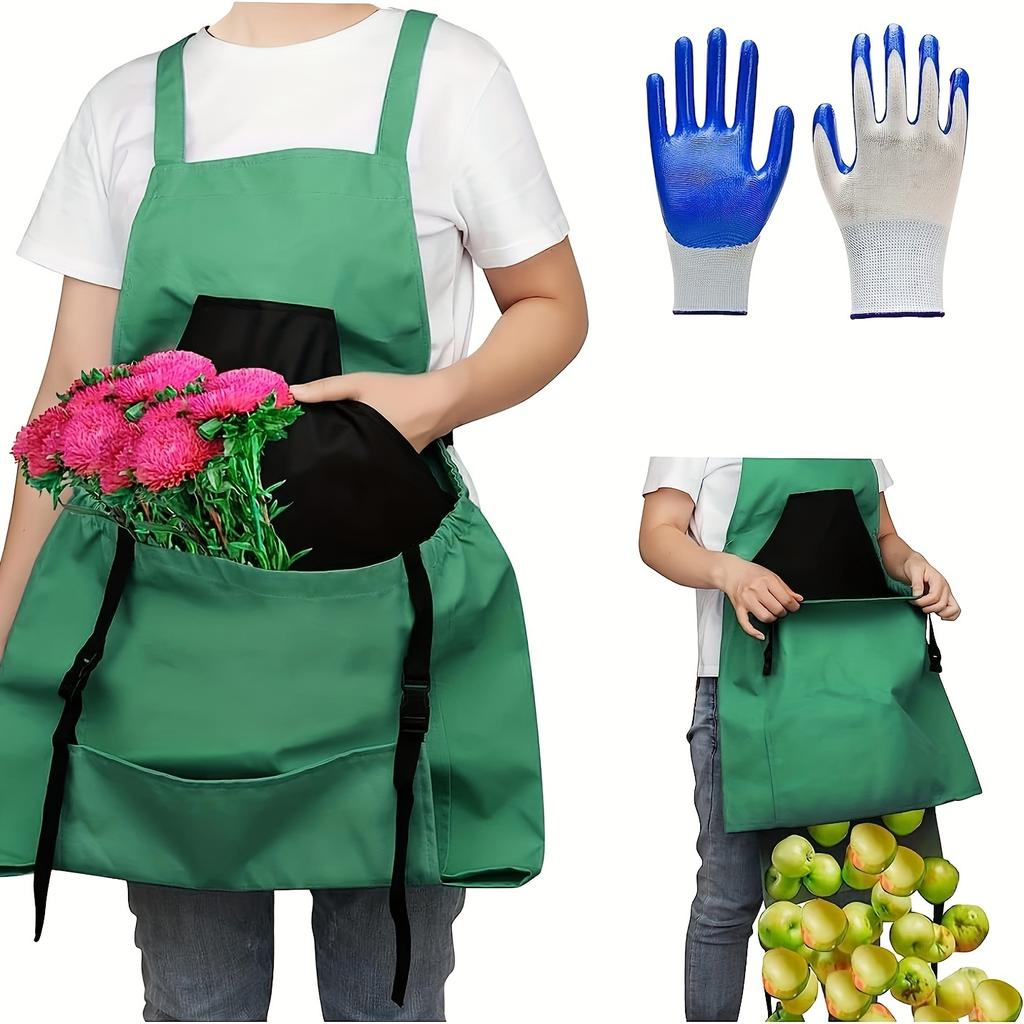 1pc, Multi-purpose Garden Picking Apron with Large Pocket for Fruit and Vegetable Storage