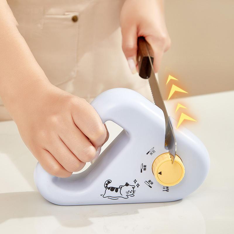 Hand-Held Four-In-One Knife Sharpener Household Sharpening Tool Kitchen Double-Sided Grindstone Knife Sharpening Artifact