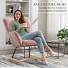 009 Mid Century Modern Rocking Chair made of Teddy Fabric with Tufted Cover, Padded Seat for Living Room and Bedroom, Pink