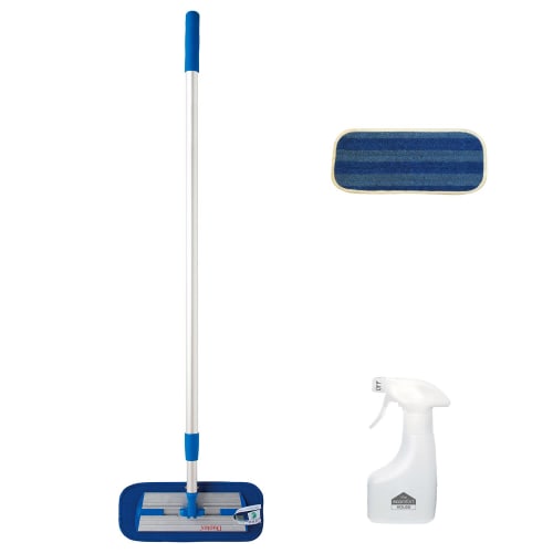 MQ Duotex Climate Smart Nordic Microfiber Mop Set, 30cm, Blue, with 1 Replacement Cloth and Spray Bottle