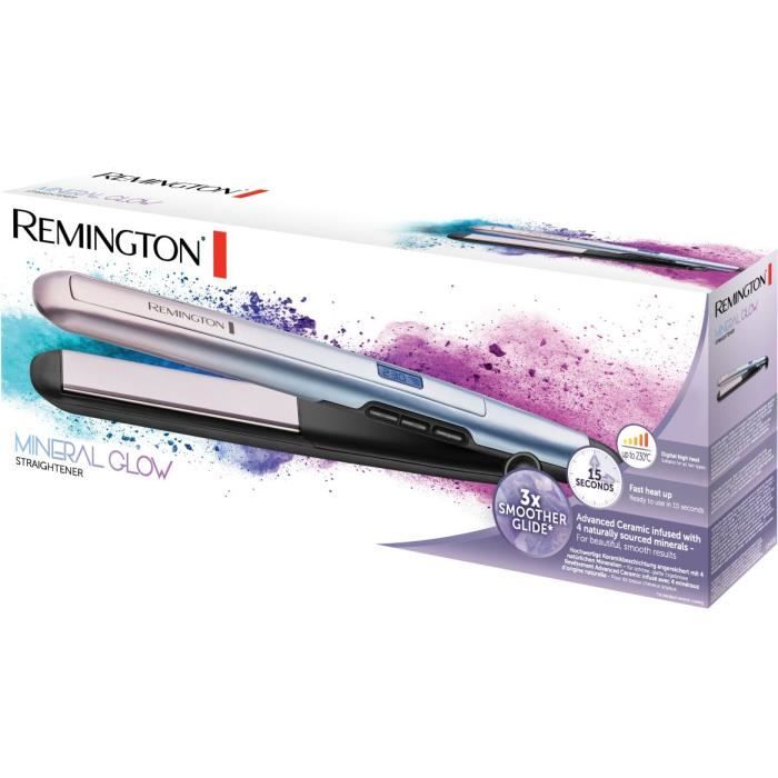 Remington S5408 Fer à Lisser, Lisseur Mineral Glow, Revêtement Advanced Ceramic Infusé aux 4 Minéraux Origine Naturelle