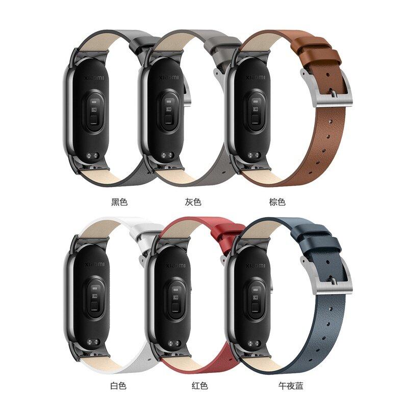 Bracelet For Xiaomi Band 8 Leather Strap For Miband 8 Smart Band Accessories