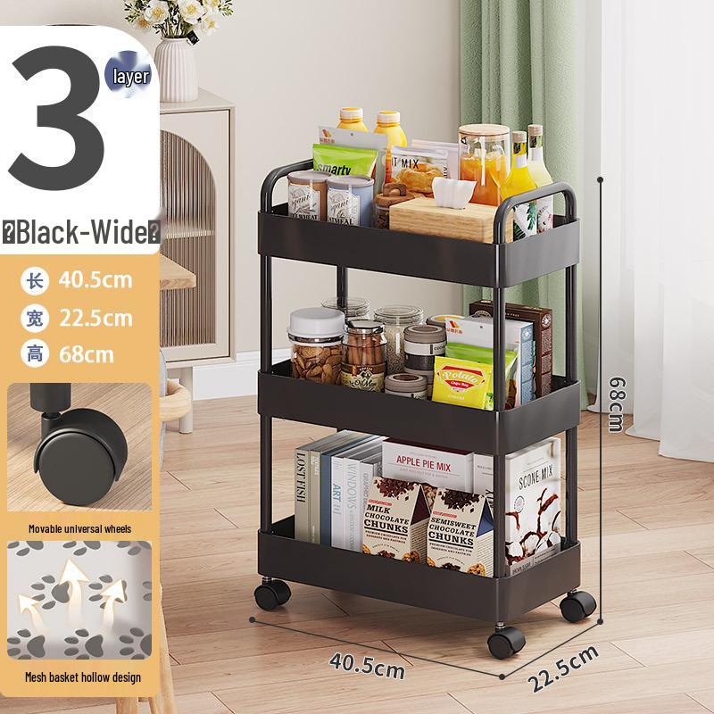 Compact Multi-Layer Rolling Storage Rack for Kitchen, Dorm, or Bathroom
