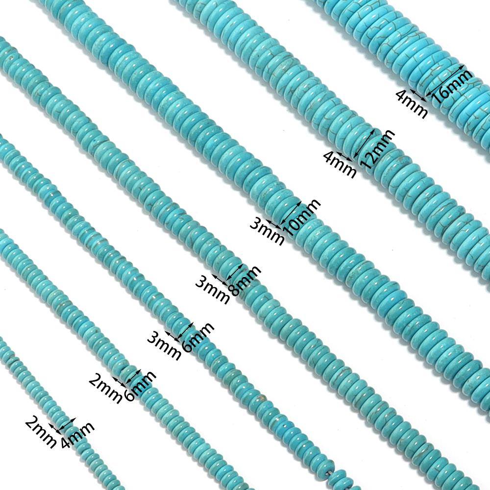 1 Strand Blue White Turquoise Beads Flat Round Loose Spaced Natural Stone Beads For DIY Crafts Bracelet Necklace Accessories
