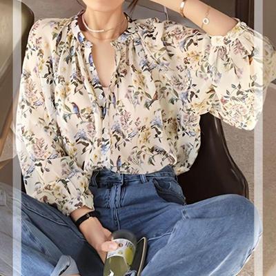 Damen Koreanisches Blumen Langarmshirt - 2023 Frühling Lässig Vielseitig Trend