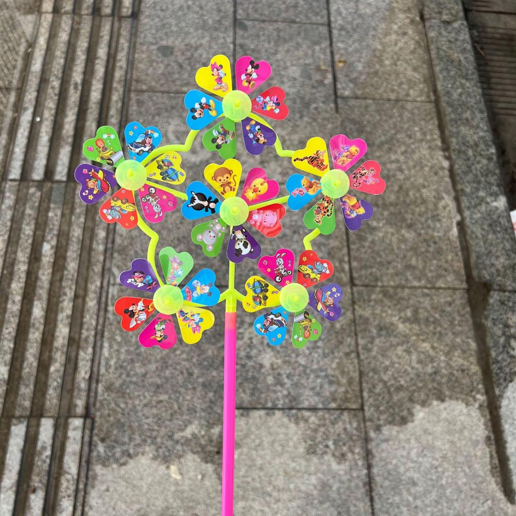 Children's Smiley Face Sunflower Pinwheel with Cartoon Design