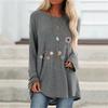 Blusa Túnica de Algodón de Talla Grande para Mujer con Cuello Redondo y Manga Larga con Estampado de Flores Verano Nuevo Moda Casual Ropa de Mujer