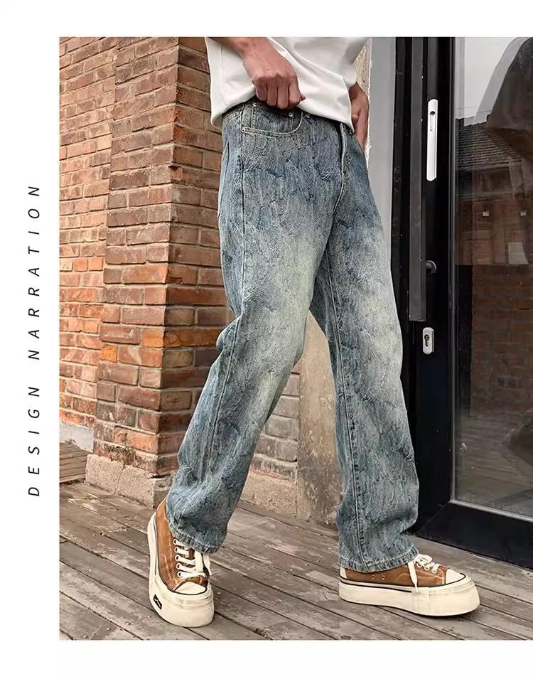 JYL Men s Straight Jeans Autumn American High-End Vintage Loose Denim 29 бездна