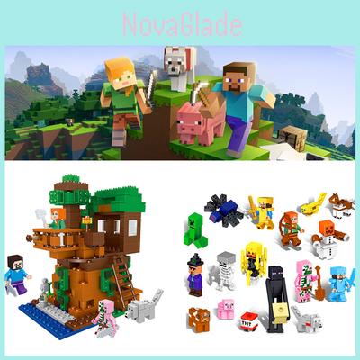 Kreativní stavění v Minecraftu s mini stromovým domkem Válečný kůň Cihličky Hračky