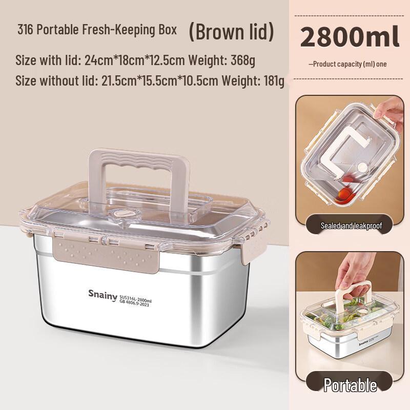 Portable 316L Stainless Steel Bento Lunch Box