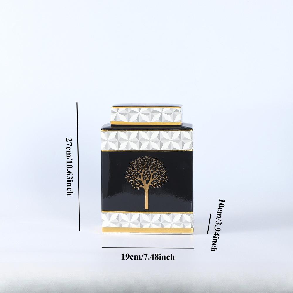 Light Luxury Three In One Ceramic Jar with Lid, Home Decoration, Handicrafts, Storage Cabinets, Vases, Multi-purpose Design