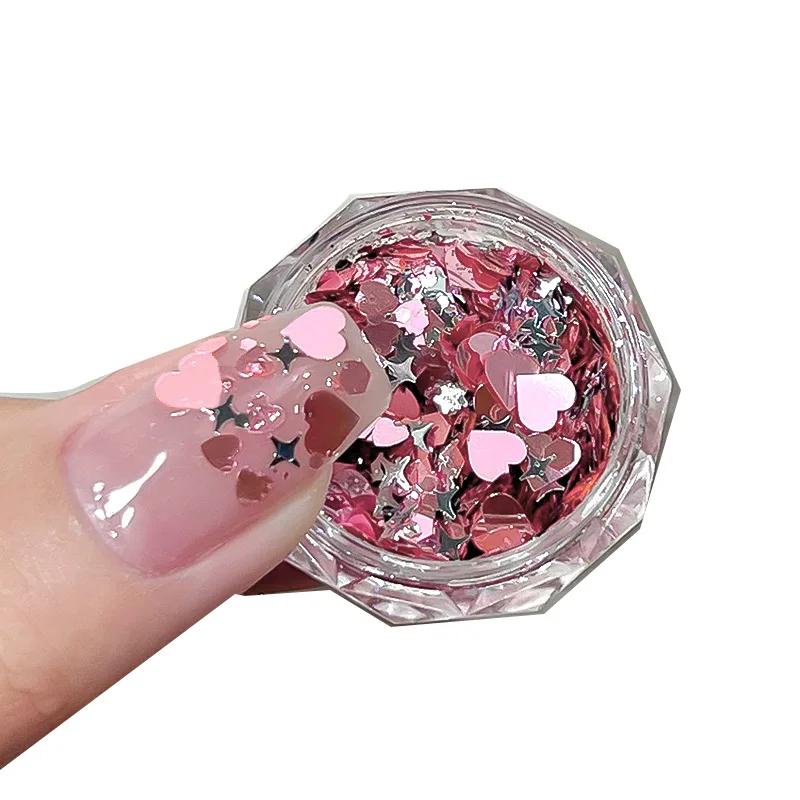 1/2box Nail Art Heartbeat Shape Holographic Glitter Sequins for Resin DIY Making Art Craft Nail Makeup Decoration Accessories