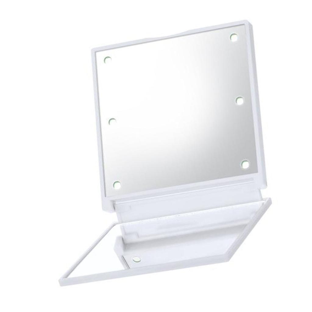 Mini LED Makeup Mirror Folding Portable Makeup Mirror with 6 LEDs Double-sided Cosmetic Mirror Clear Mirror Surface