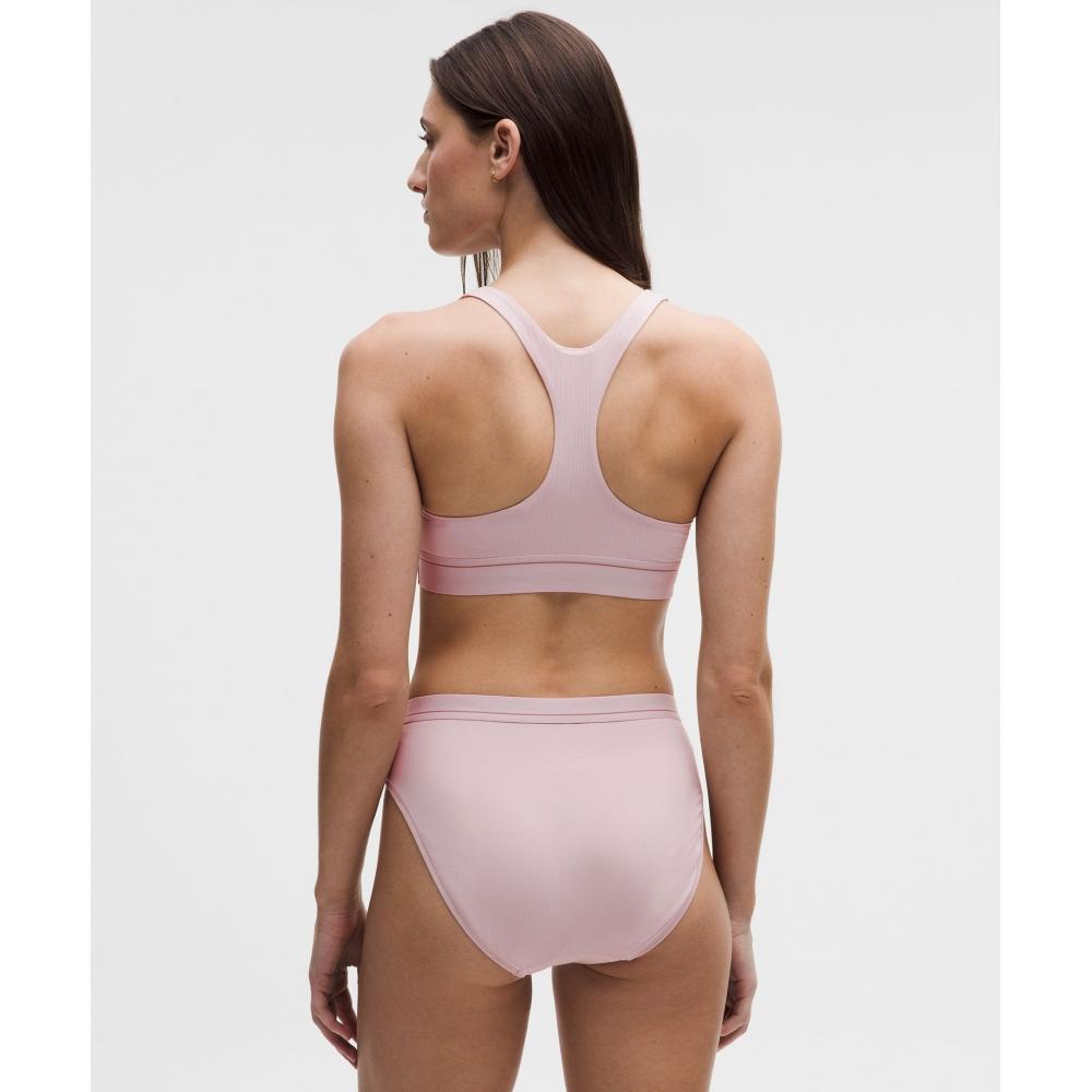 Lululemon StretCh Cotton Ribbed Logo RACerbACk BrAlette  A C Cups porCelAin Pink