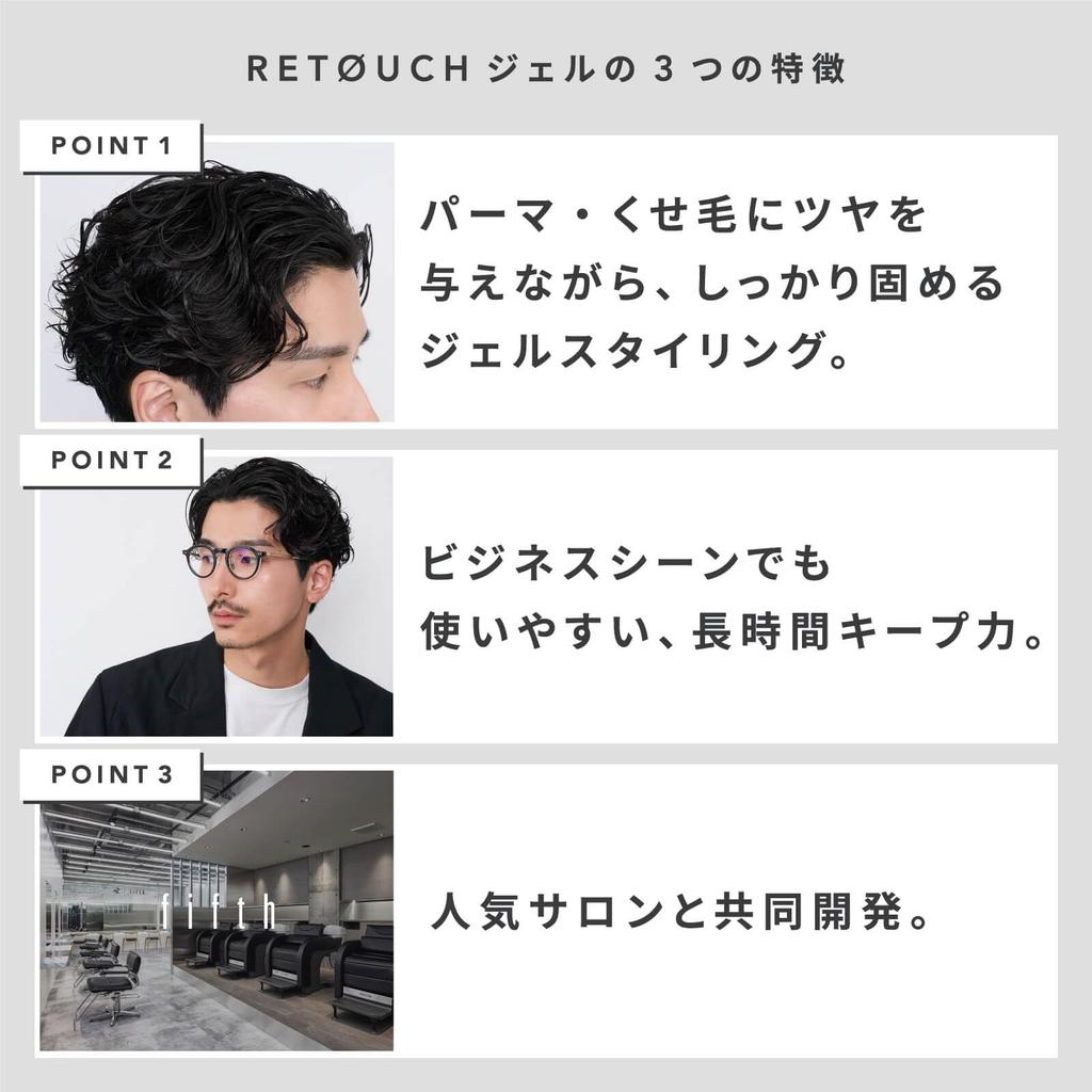 Retouch Hair Gel for 180g Perms, Hold, Wavegel, Men's, Styling,