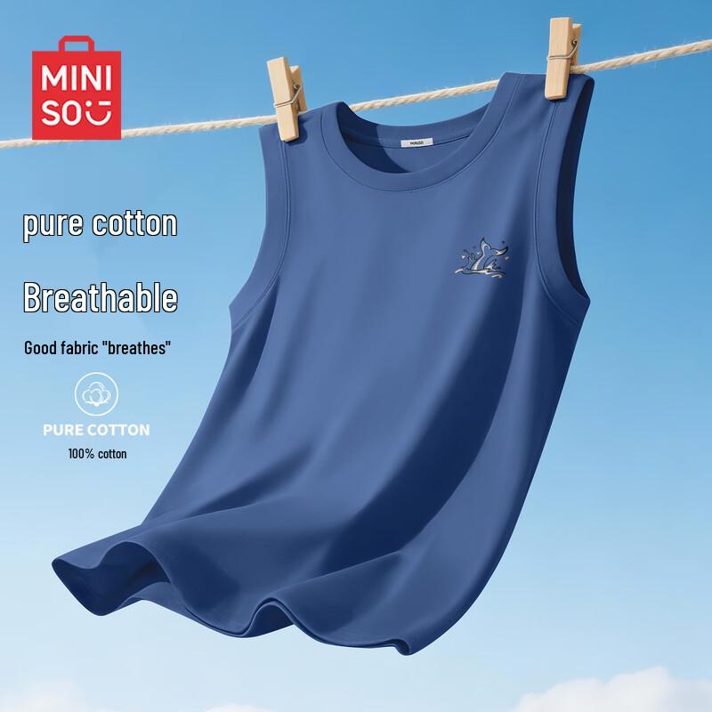 MINISO Men s Heavyweight Pure Cotton Sleeveless T-Shirt M