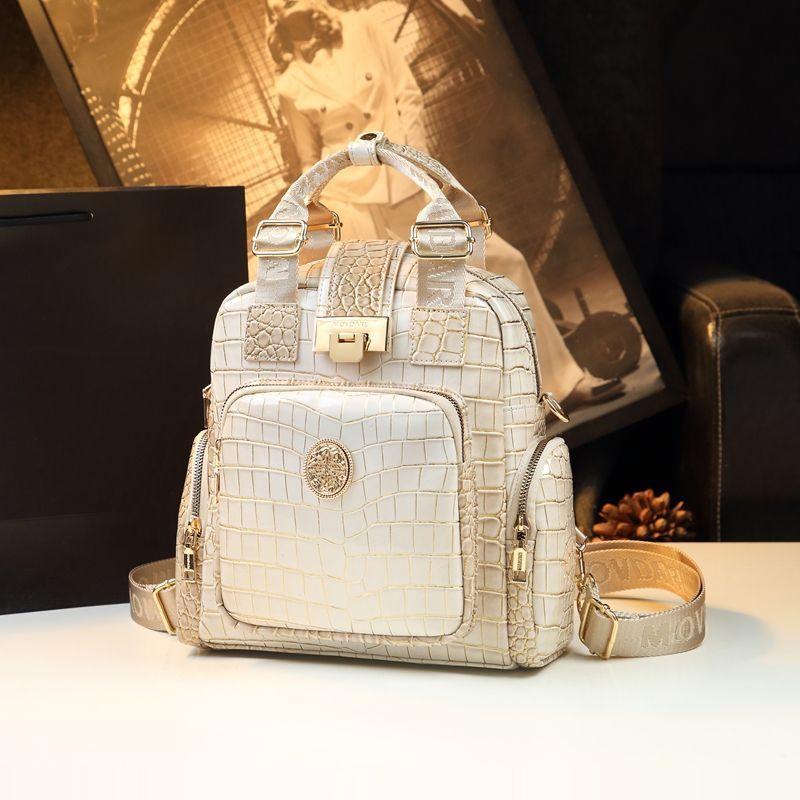 Atmospheric Backpack, Crocodile Pattern Leather Women'S Bag, Trendy Exquisite Single Shoulder Crossbody Handbag Women