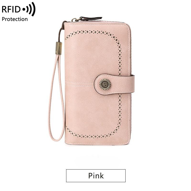 Portafoglio da donna di alta qualità Portafogli in pelle antifurto RFID per donna Porta carte da donna con cerniera lunga Pochette da donna grande