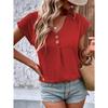 VEZFAA Women's Fashion Casual Summer Spring Solid Color Print Short Sleeve V-Neck Blouses & Shirts