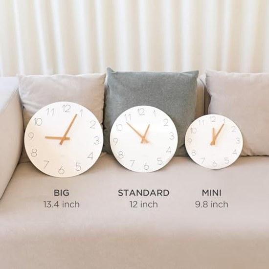 Mooas Flache Holz Mini 25cm 9.8 Zoll Holz Wanduhr Leises schleichendes Uhrwerk Dekorativ Batteriebetrieben Zuhause Wohnzimmer Küche Schlafzimmer Büro Hotel