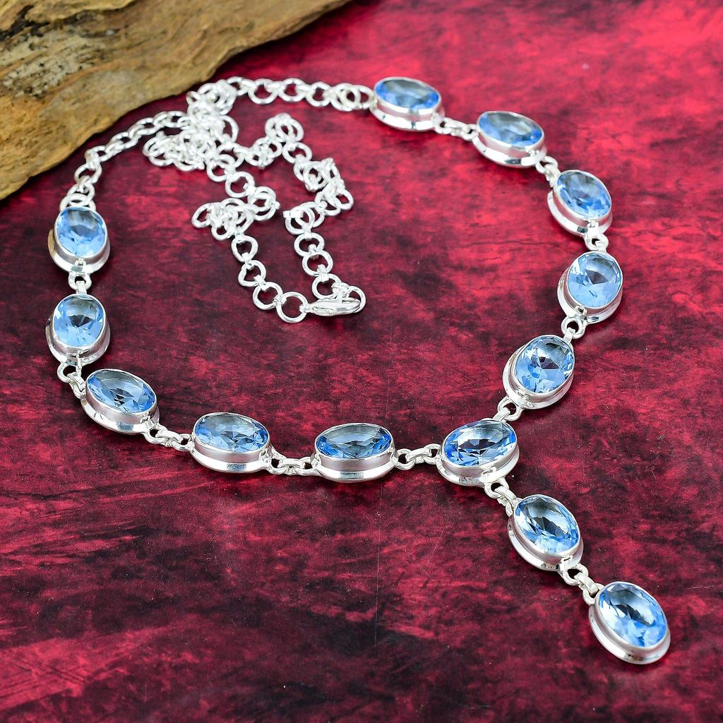 Tanzanite Handmade Gemstone Necklace, 925 Solid Sterling Silver Necklace Antique Jewelry, Adjustable Chain Necklace Engagement Gift