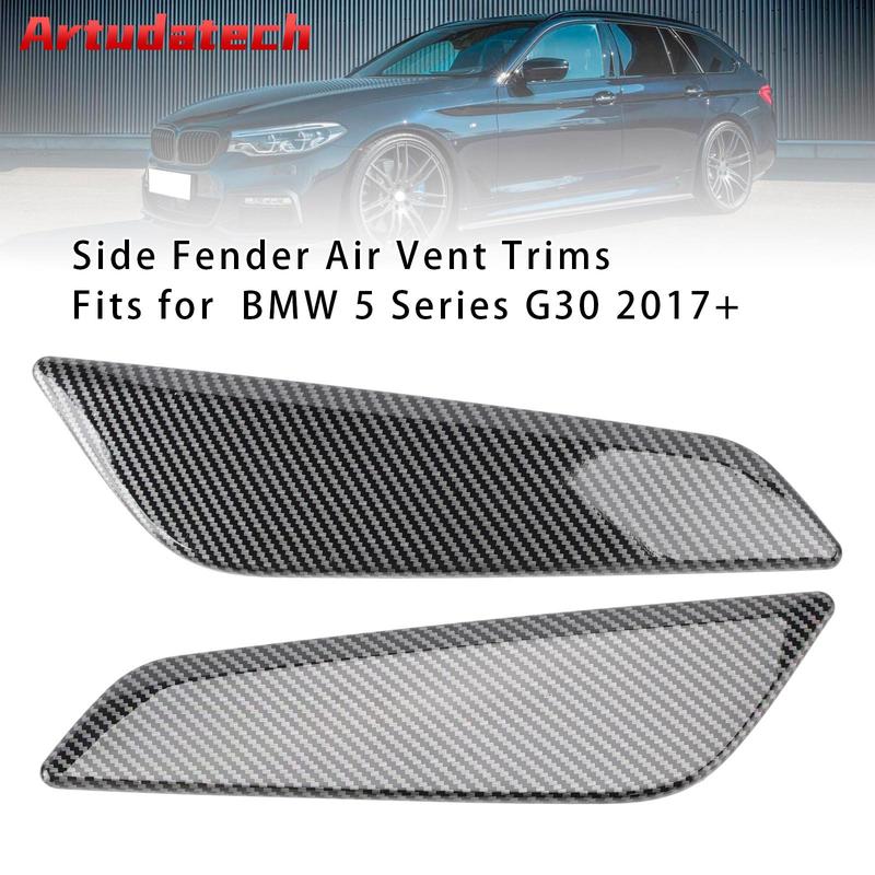 Artudatech Carbon Fiber Style Fender Side Air Vent Trims For BMW 5 Series G30 2017+ Car Accessories