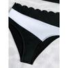 Sexy Black White Patchwork Bikini Women Ruffles One Shoulder Push Up High Waist Swimsuit Summer Bathing Suit Vacation Swimwear