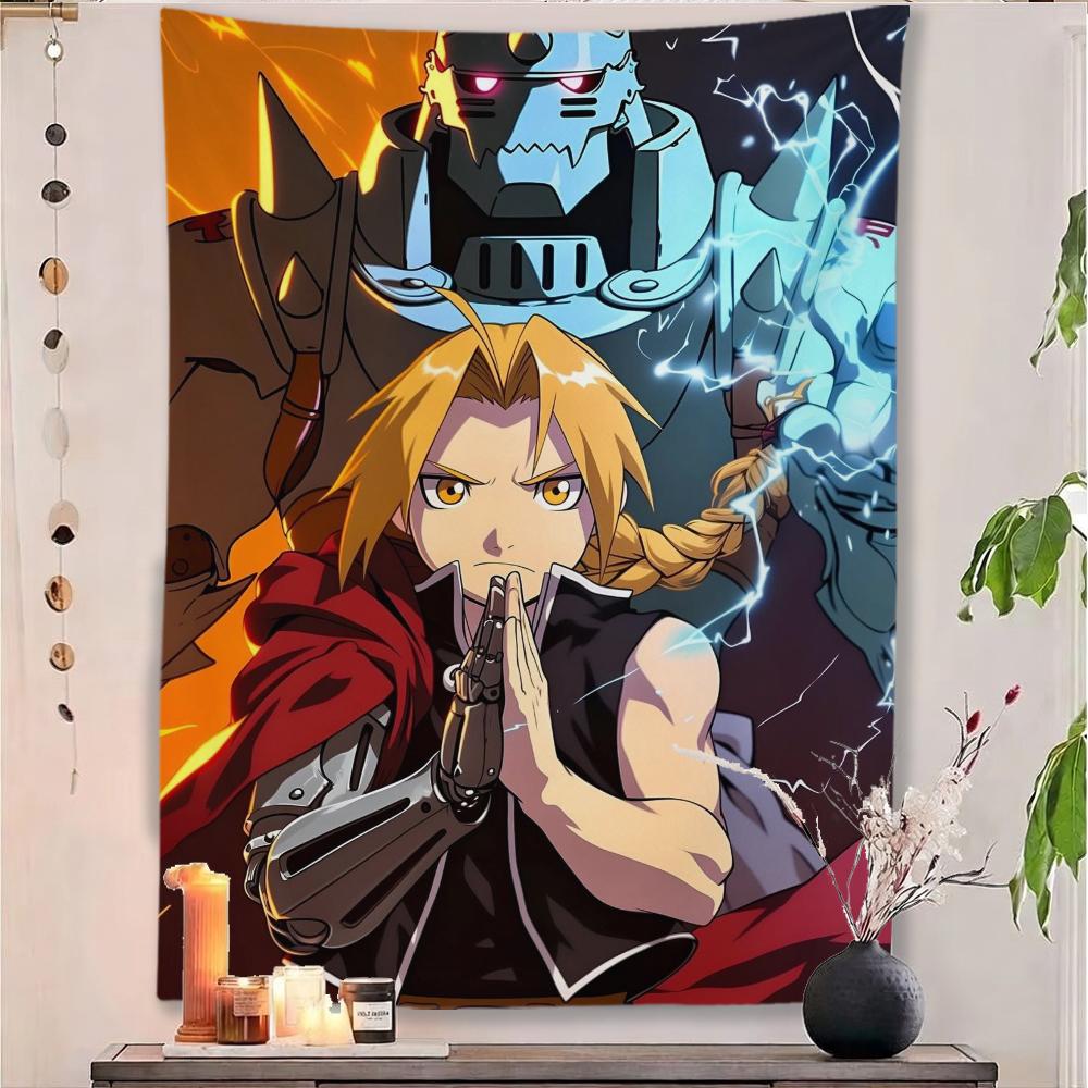 Fullmetal Alchemist Anime Tapestry All Characters Group Print Wall Hanging Background Cloth Bedroom Dorm Decor