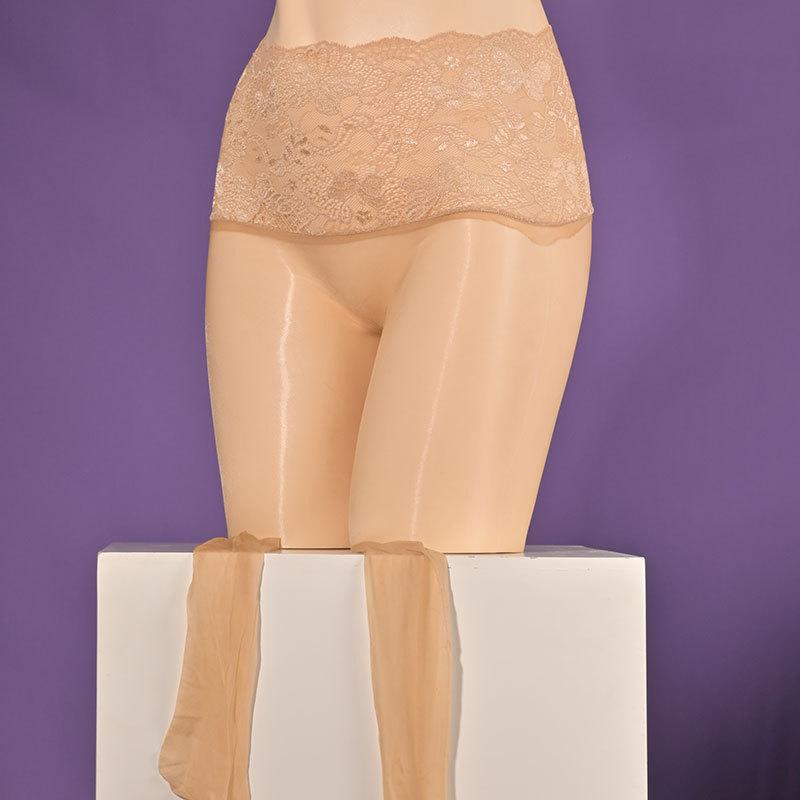 Damenstrumpfhosen  Ölig Nahtlos im Schritt Strümpfe Ultra-Dünn Spitze am Bund Sommer Transparentes Netz Hohe Socken Exotische Lingerie