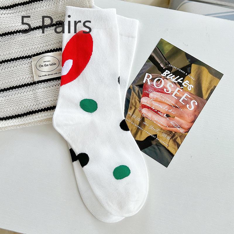 5 Pairs of Women's Spring and Summer New Lovely Boneless Tube Socks