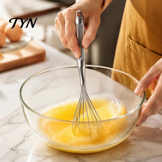 Easy Clean Stainless Steel Whisk Egg Beater, Anti-slip Long Handle Durable Whisk, Metal Beater Manual Mixing Tool for Kitchen Cooking Sauces