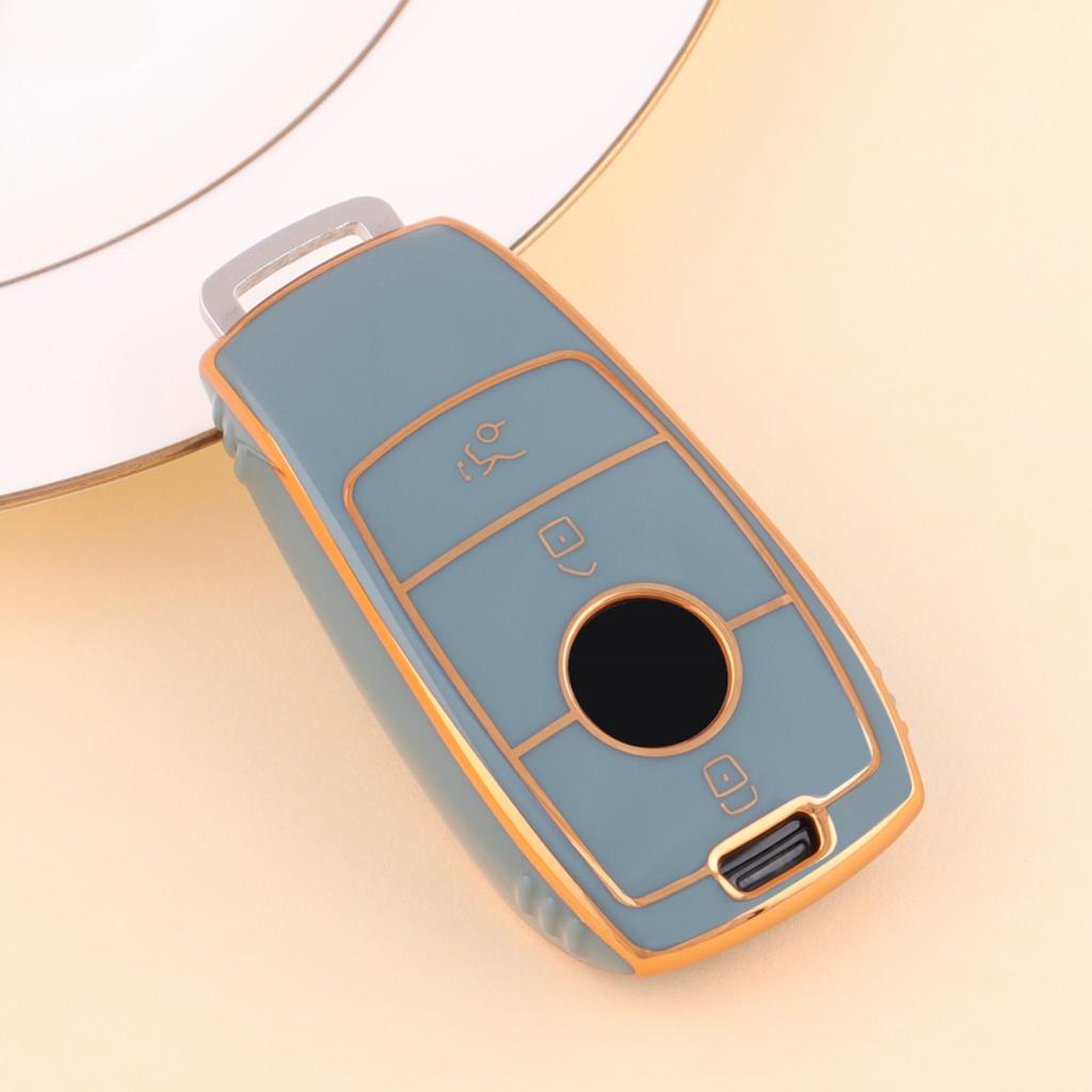 Golden TPU Car Key Case Cover For Mercedes Benz E S G Class GLC CLE CLA GLB GLS W177 W205 W213 W222 X167 AMG E200 E260 Shell Fob