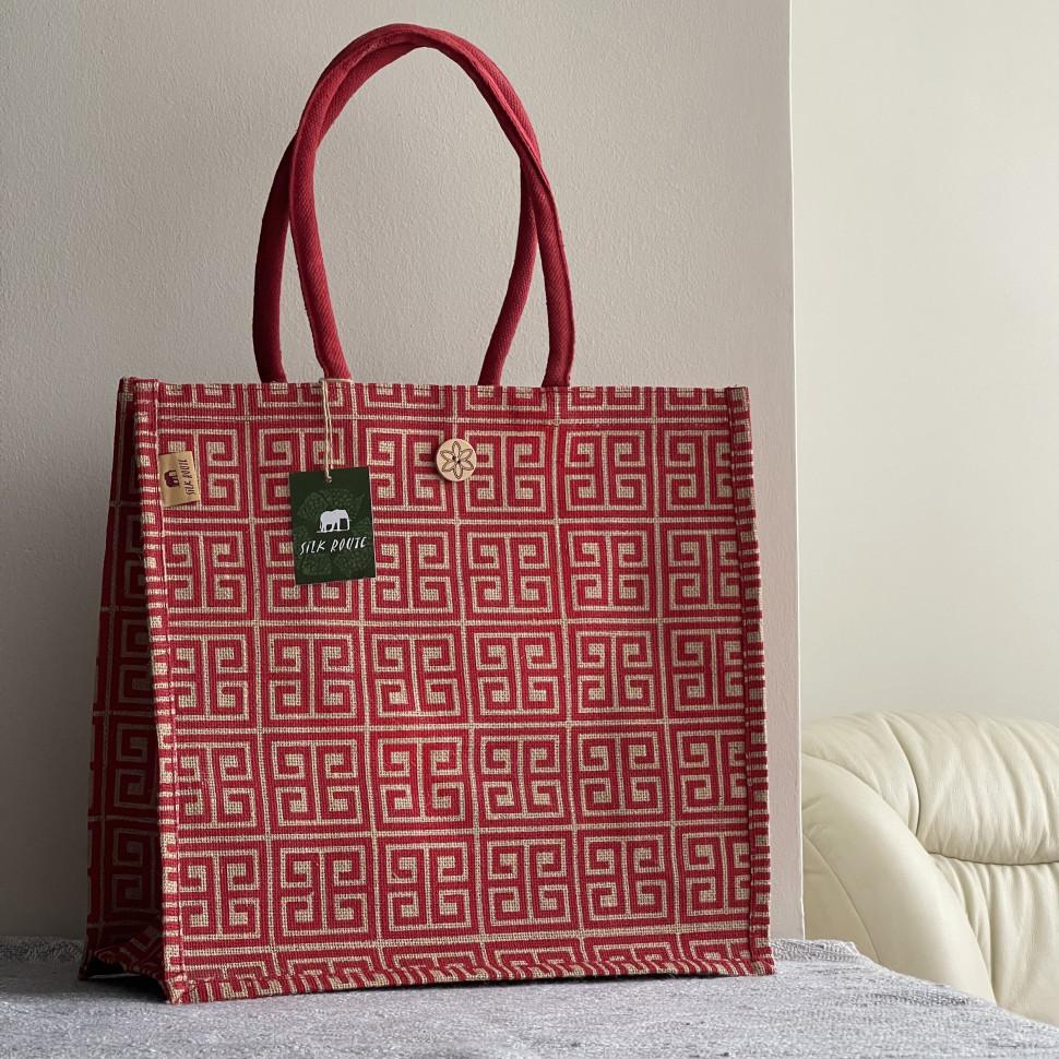 

Jute Shopping Bag Eco Shopper Beach Bag SRBG-4 Red