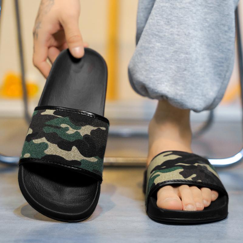 Men Camouflage Green Slippers Simple Flats Summer Outdoor Roman Sandals Open Toe Beach Shoes Plus Size