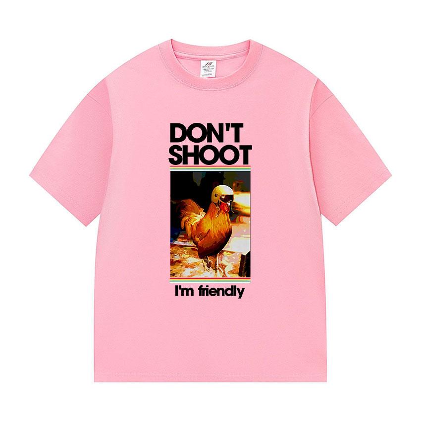 ARC Raiders Dont Shoot I M Friendly Funny Chicken Meme T Shirts Unisexs Women Summer Fashion Oversized Cotton Tshirt Gamer Fans