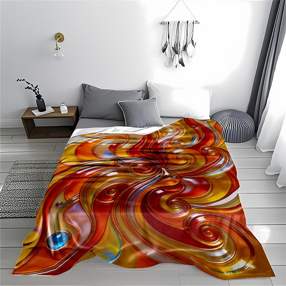 Abstract Swirl Pattern Blanket In Vibrant Red and Yellow Colors Blanket, Suitable for Use In the Bedroom, Living Room, On the Sofa