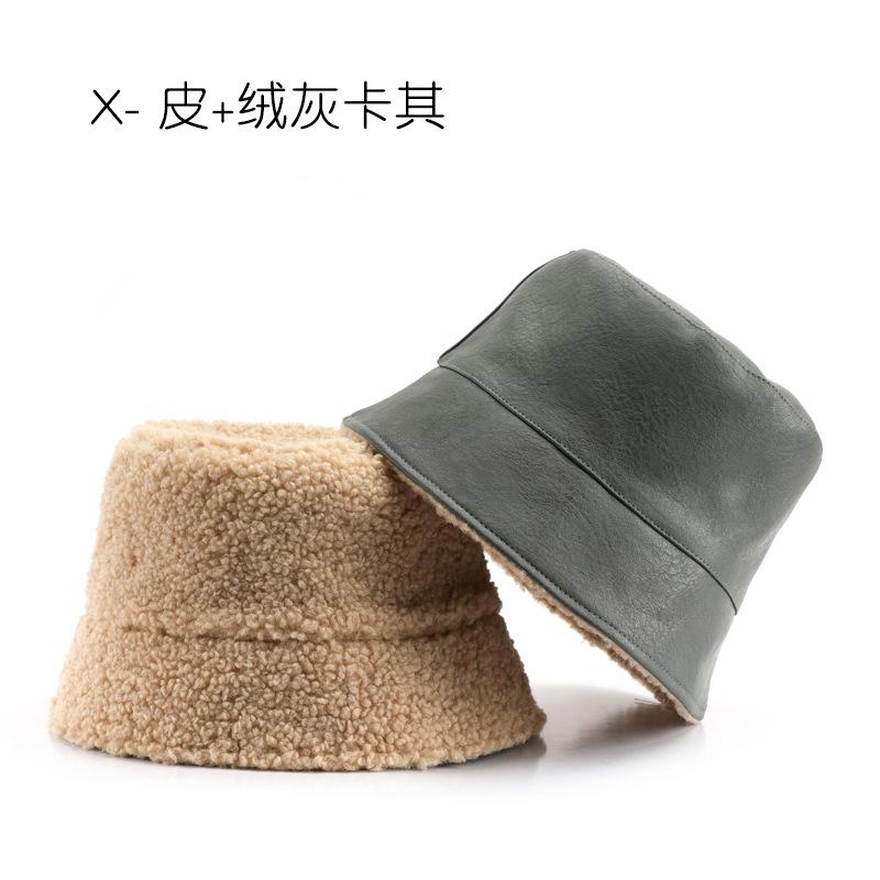 

Personalized spring and autumn double-sided solid color leather bucket hat outdoor sports travel bucket hat