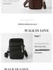 Genuine Leather Men's Vertical Crossbody Phone Waist Bag with Belt Loop (8-Inch)