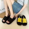 Woven platform sandals women's summer 2025 new models with skirts to wear open-toed beach Roman shoes sandals