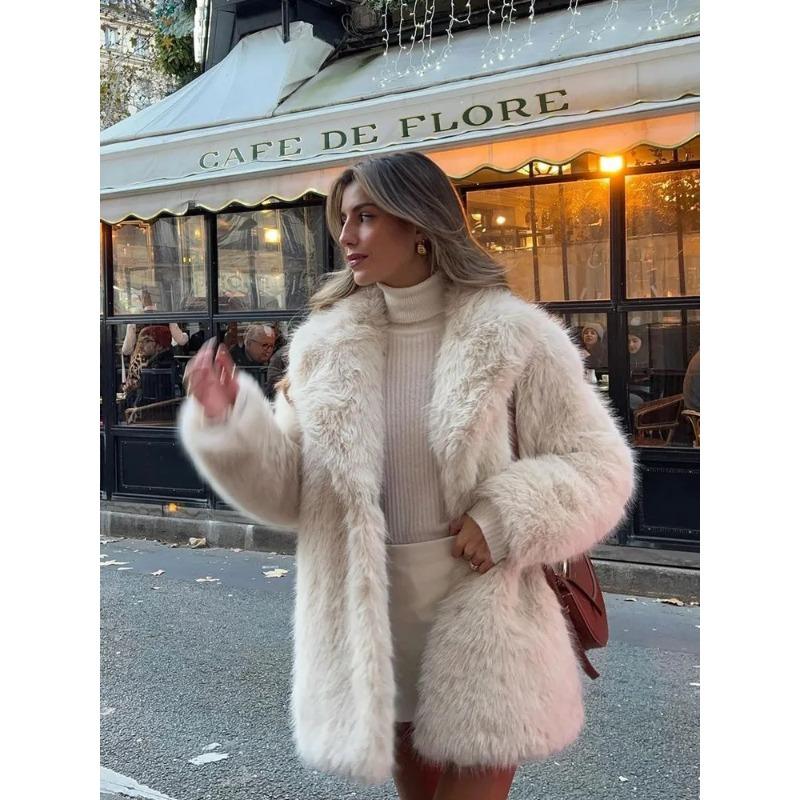In the wind fox fur coat women's autumn and winter thickened imitation fur coat fashion medium and long furry environmentally friendly fur
