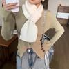 Korean version of versatile knitted wool small scarf women's autumn and winter neck protection lazy perforated plaid warm scarf Arctic velvet
