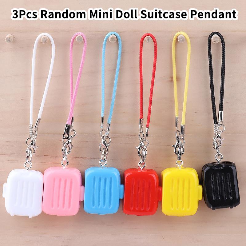 3Pcs Mini Doll Suitcase Pendant Labubu Doll Decor Accessories Cartoon Pendant Dollhouse Suitcase Decoration Children Toys