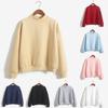 Damen-Sweatshirt mit einfarbigem Rollkragen, langen Ärmeln und Samt