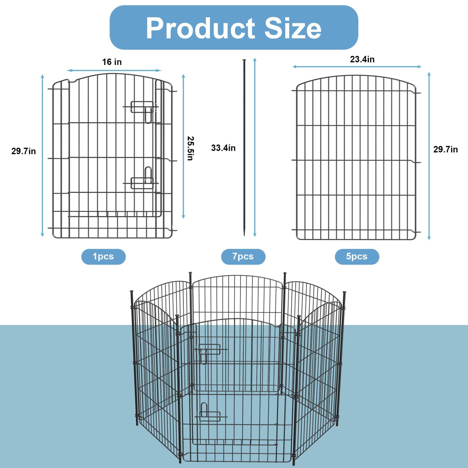 

Собачий манеж 30 дюймов 6 панелей складной манеж для питомцев декоративный садовый забор проволочный забор для животных уличный штакетник без копания чёрный