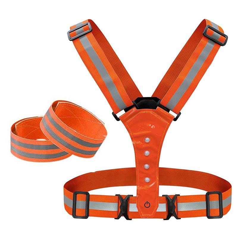 Adjustable Outdoor Sport Reflective Strap Vest LED Night Chest Lamp Safe Running Warning Light Cycling Accessories Unisex