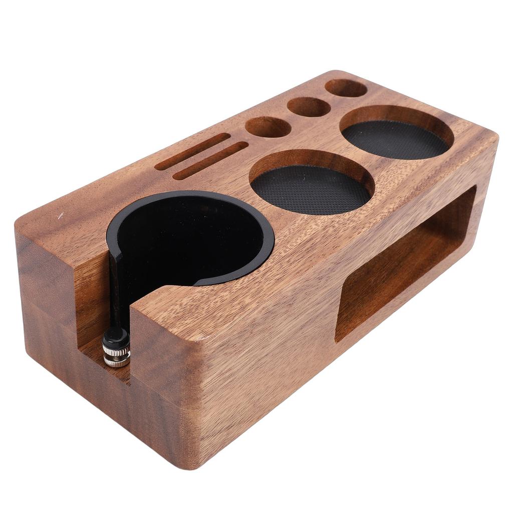 Coffee Tamping Station Wooden Anti Slip Coffee Portafilter Holder Tamper Stand for 51 to 58mm Portafilter Home Kitchen