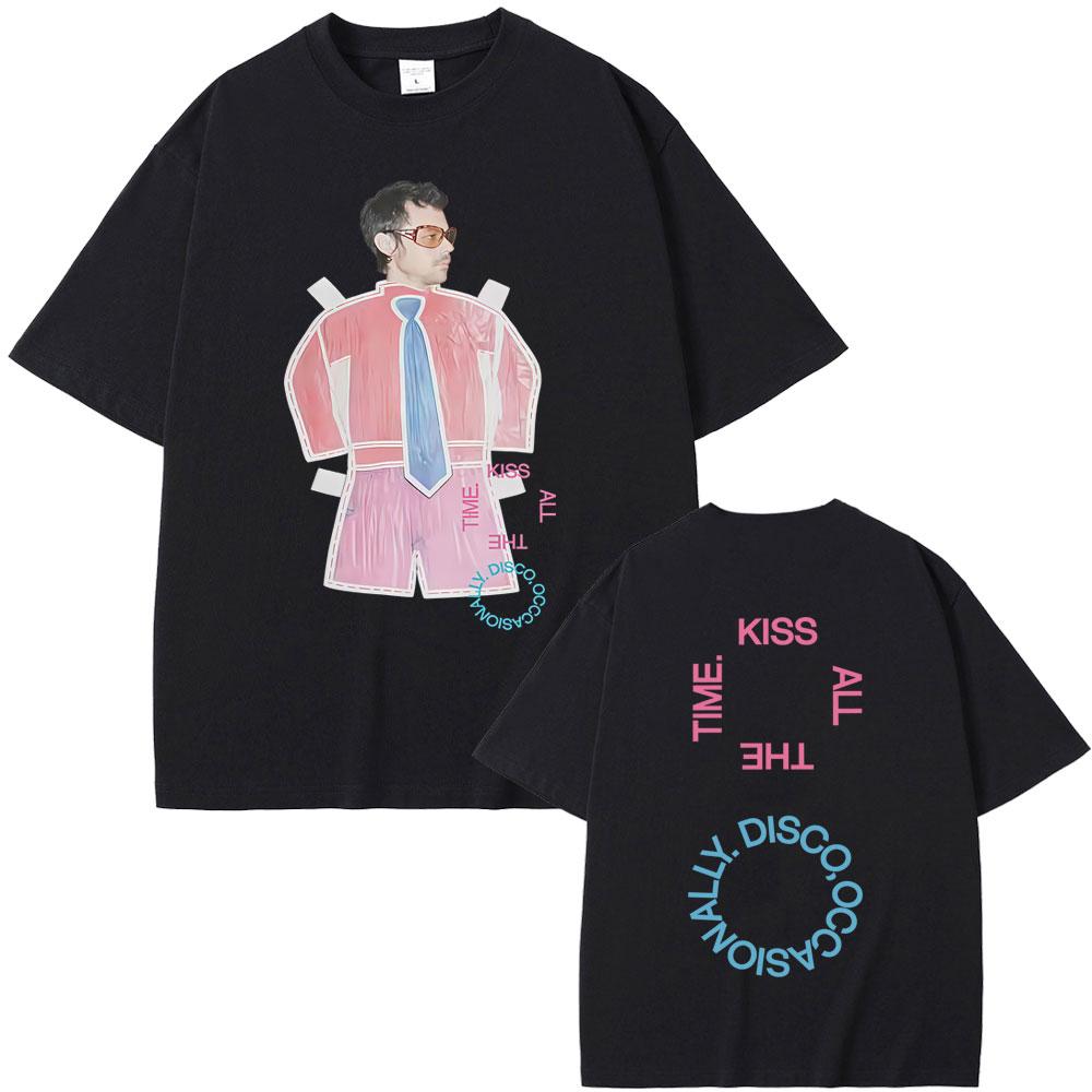 Kiss All The Time Disco Occasionally Graphic Tshirt Men Women Fashion Pop Music T Shirts Mens Hip Hop Oversized Tee Shirt Tops