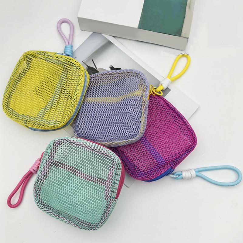 1PC Multicolored Durable Mesh Carried or Hung Grid Storage Bag Convenient Travel Saving Space Orderly Manner