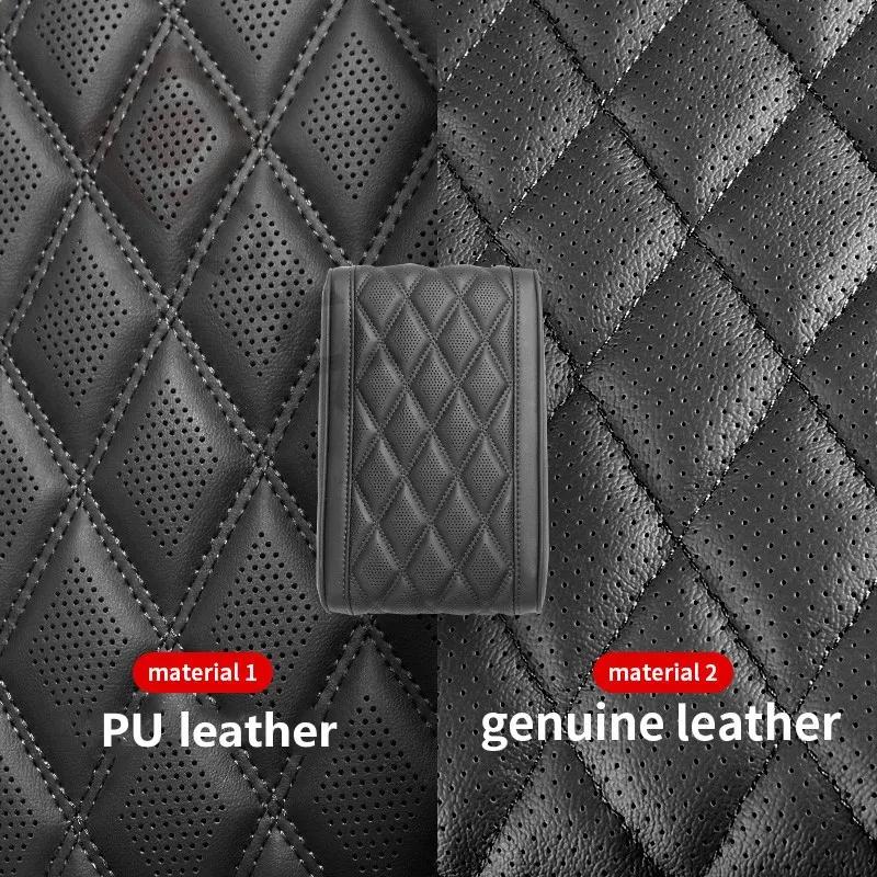 For Toyota Prado 2003-2021 Center Console Armrest Cover Pad Head layer cowhide Anti-scratch Waterproof Armrest Box Cushion