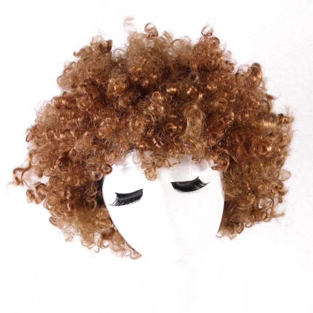 Rainbow Football Fans Wigs Synthetic Wigs Halloween Cosplay Hairs Afro Curly Clown Wigs Kids
